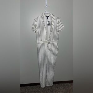 Forever 21 Brand New cream and black. Pin stripped Jumpsuit.